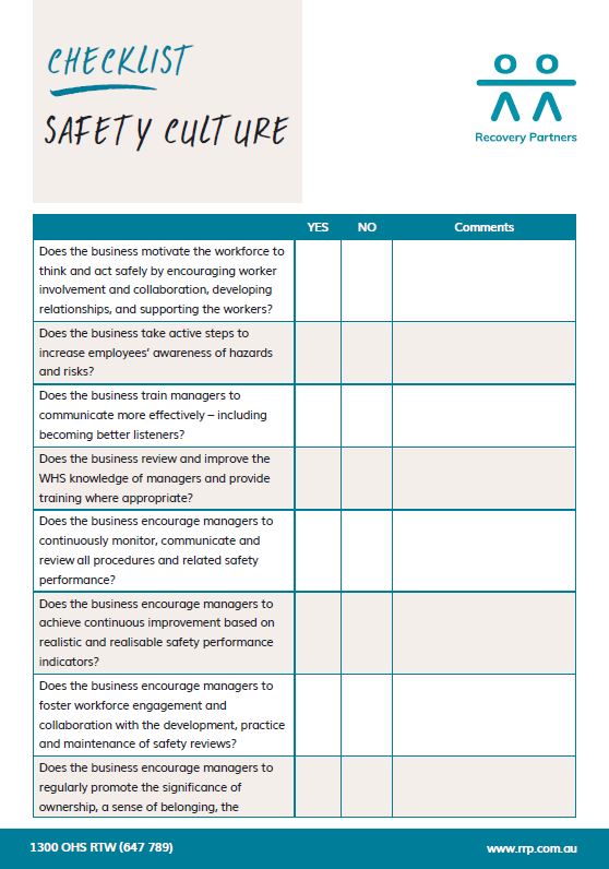 Safety Culture Checklist